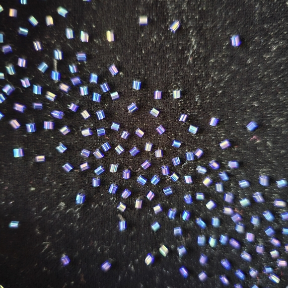 90's Vintage Velvet Beaded Cosmic Galaxy Starry Celestial Maxi Prom Dress - Picture 5 of 12